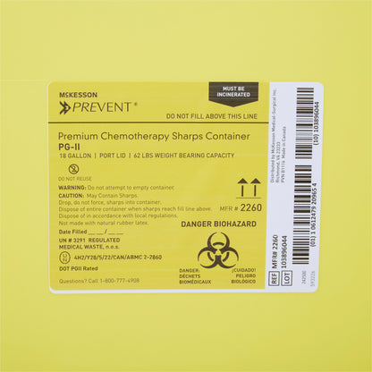 CONTAINER, SHARPS CHEMO YLW 18GL (7/CS)