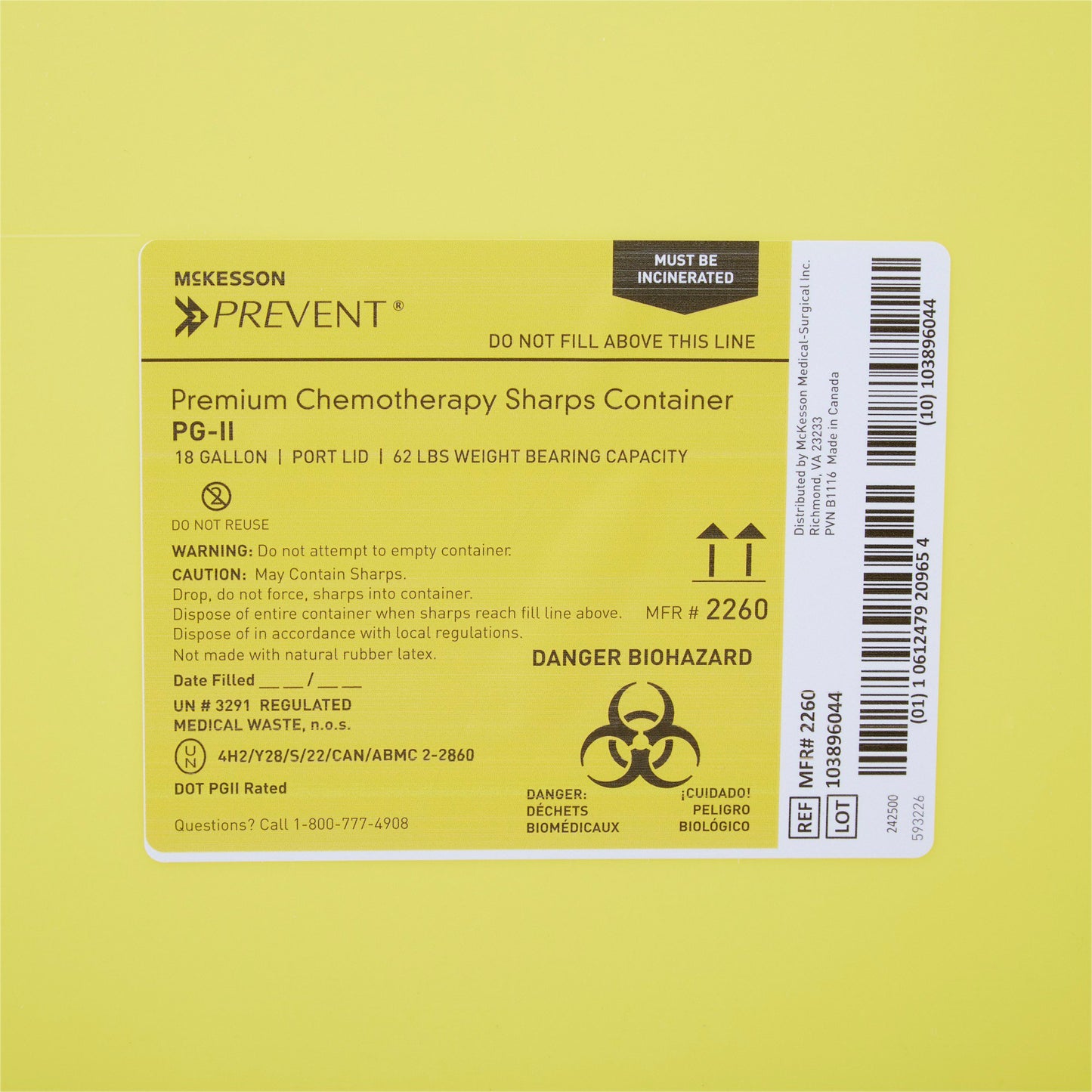 CONTAINER, SHARPS CHEMO YLW 18GL (7/CS)