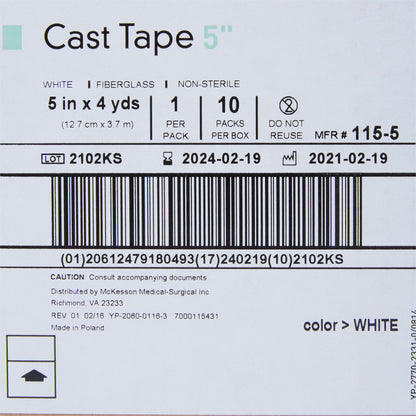 TAPE, CAST WHT LF 5"X4YDS (10RL/BX)