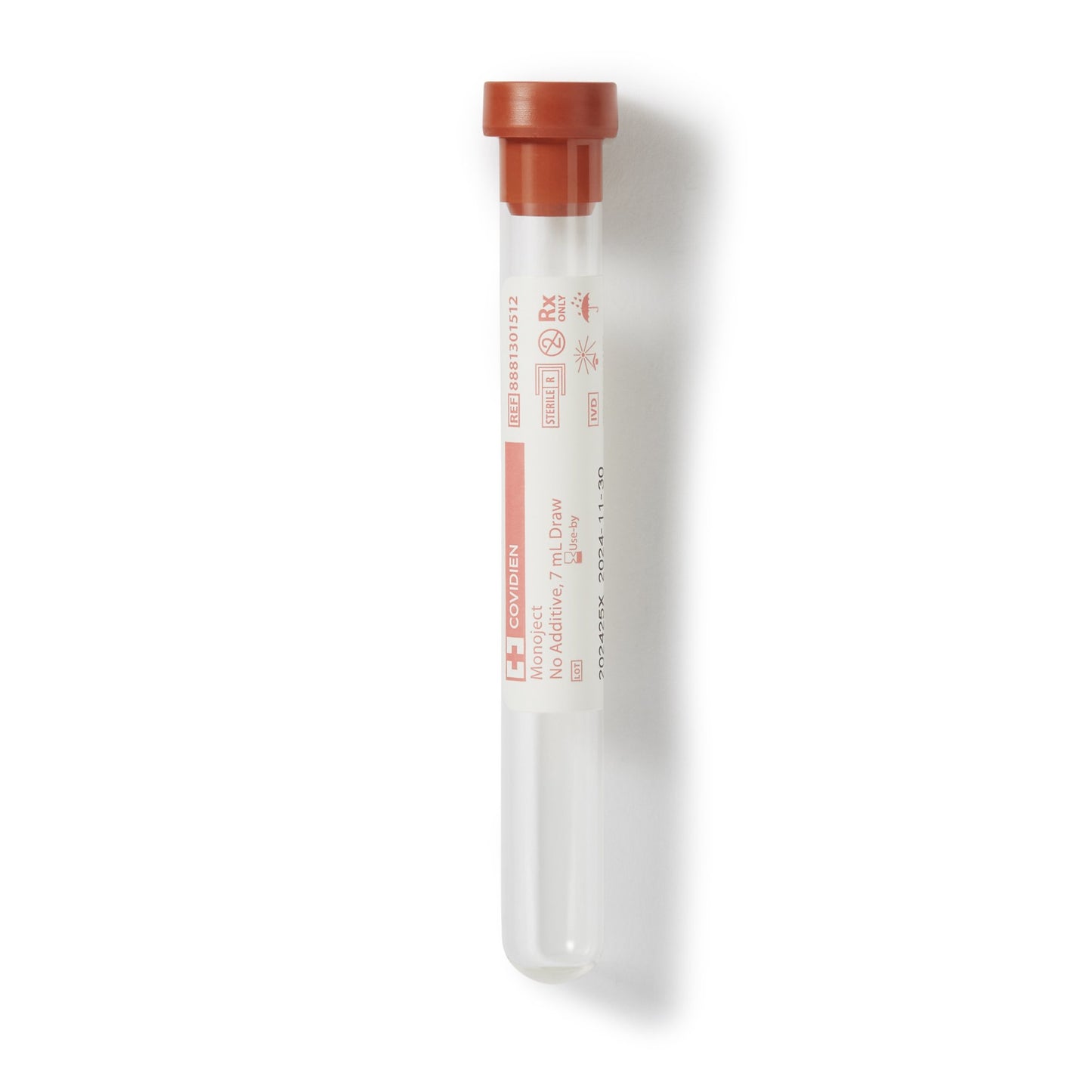TUBE, BLD COL PLAIN RED 7ML GLS MONOJECT (100/BX 10BX/CS)