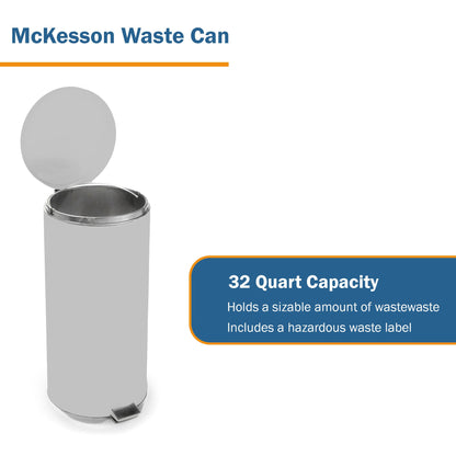 WASTECAN, STEP-ON RND MTL S/S 32QT
