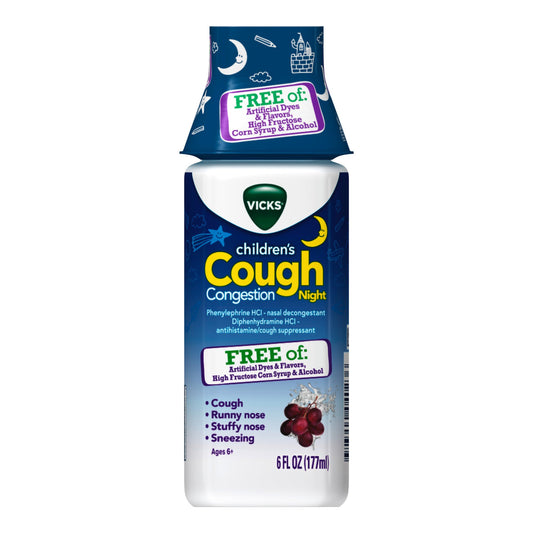VICKS, LIQ CHLD COUGH CONGESTION NIGHT 6OZ