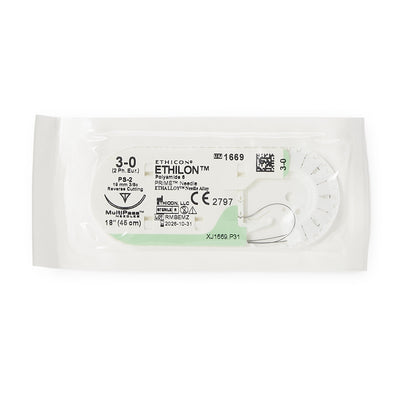 SUTURE, ETHILON BLK MONO 3-0 18" PS-2 (36/BX)