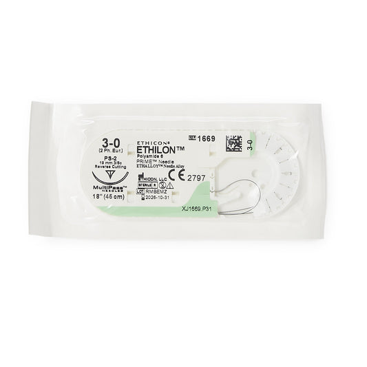 SUTURE, ETHILON BLK MONO 3-0 18" PS-2 (36/BX)