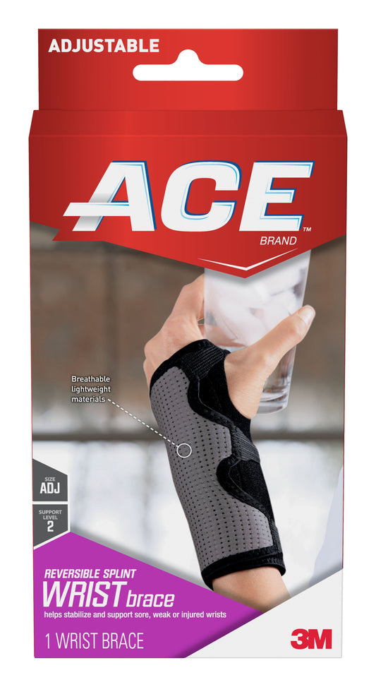 WRIST BRACE, SPLINT ACE ADJ REVERSIBLE ONE-SIZE (12/BX)