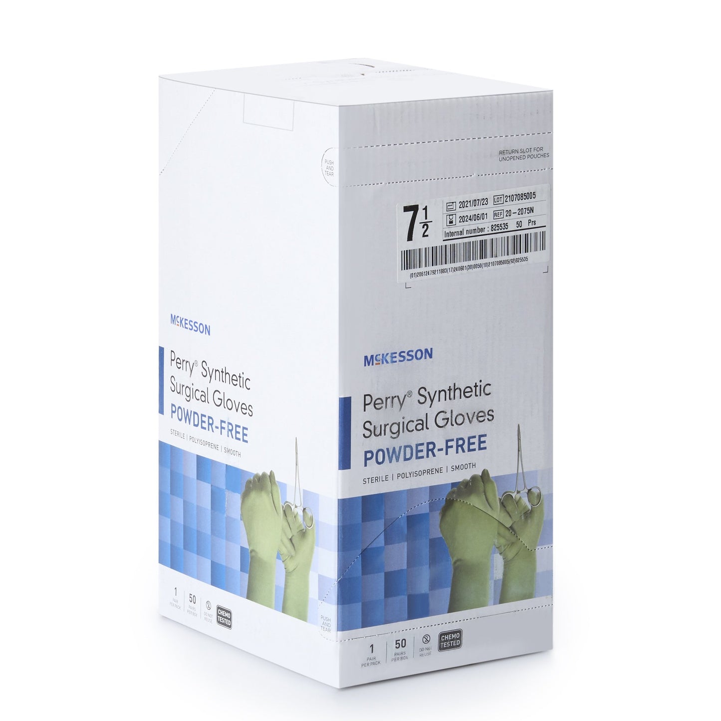 GLOVE, SURG PLYISO 7.5 STR2 SMTH CHEMO (50PR/BX 4BX/CS)