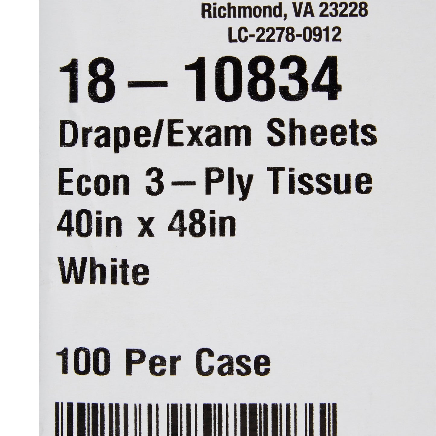 SHEET, DRAPE 3PLY ECON WHT 40X48 (100/CS)