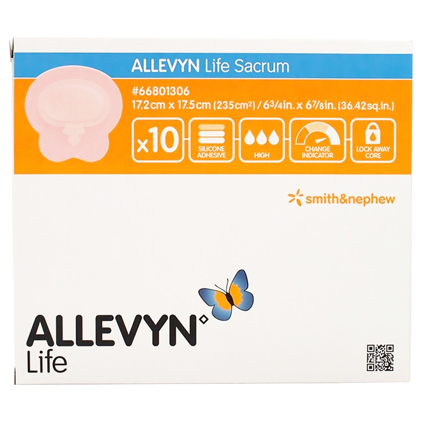 DRESSING, WND ALLEVYN LIFE SACRUM STR SM 7X7" (10/BX 6BX/CS)