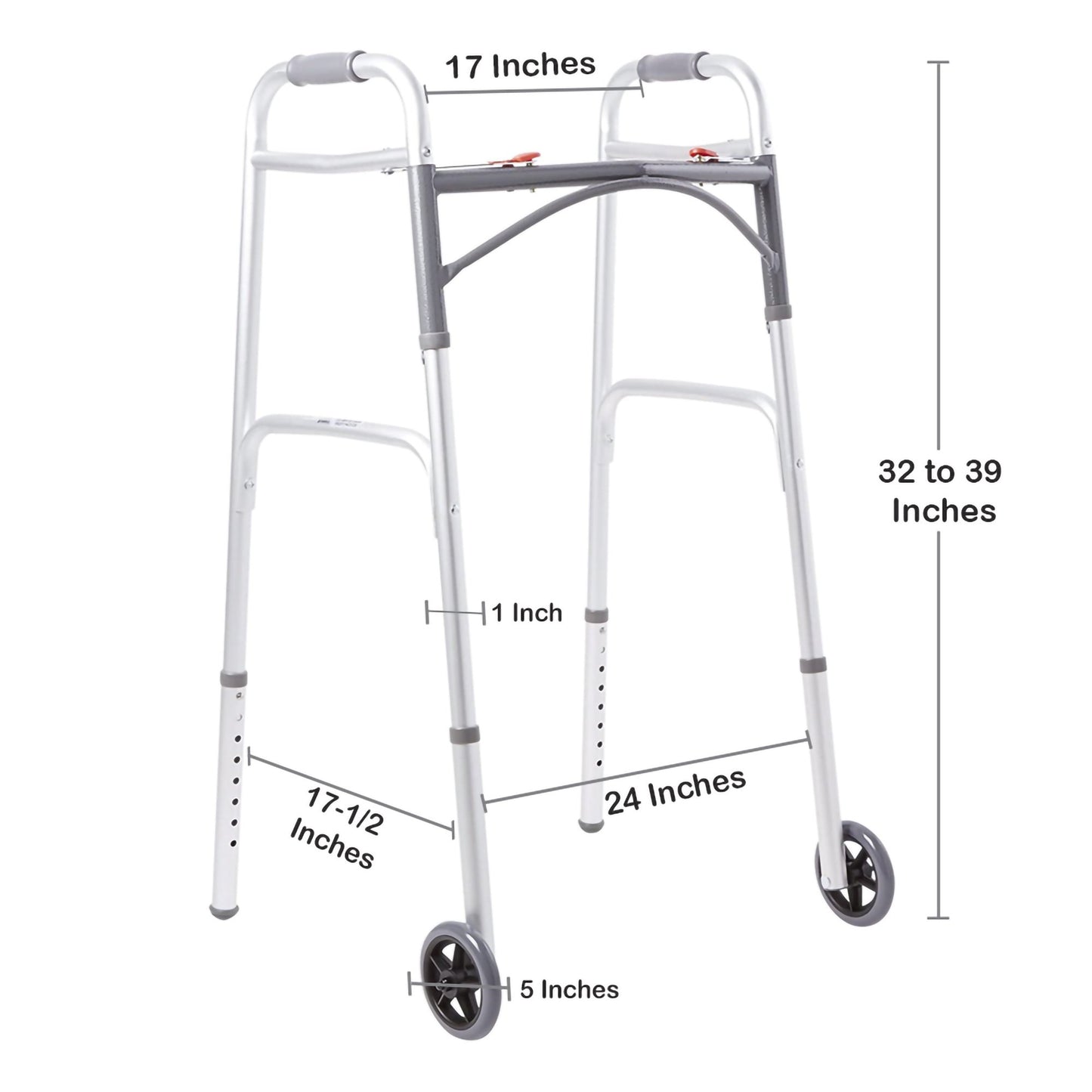 WALKER, FOLDING ALUM W/WHEELS ADLT 350LB