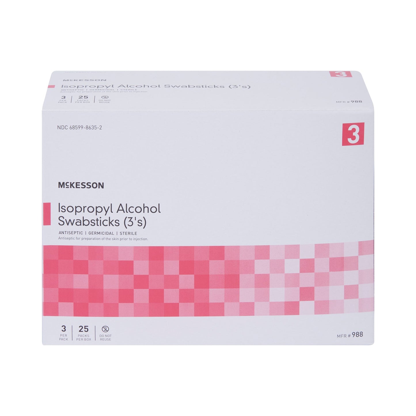 SWABSTICK, ALCHL STR (3/PK 25PK/BX 10BX/CS)