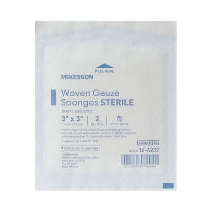 SPONGE, GAUZE 12PLY STR 2'S 3"X3" (2/PK 40PK/BX 30BX/CS)