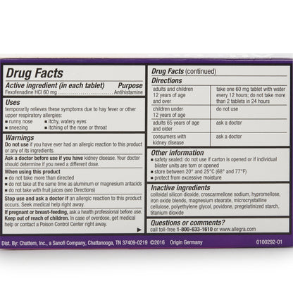 ALLEGRA 12HR, TAB 60MG ADLT (12/BX)