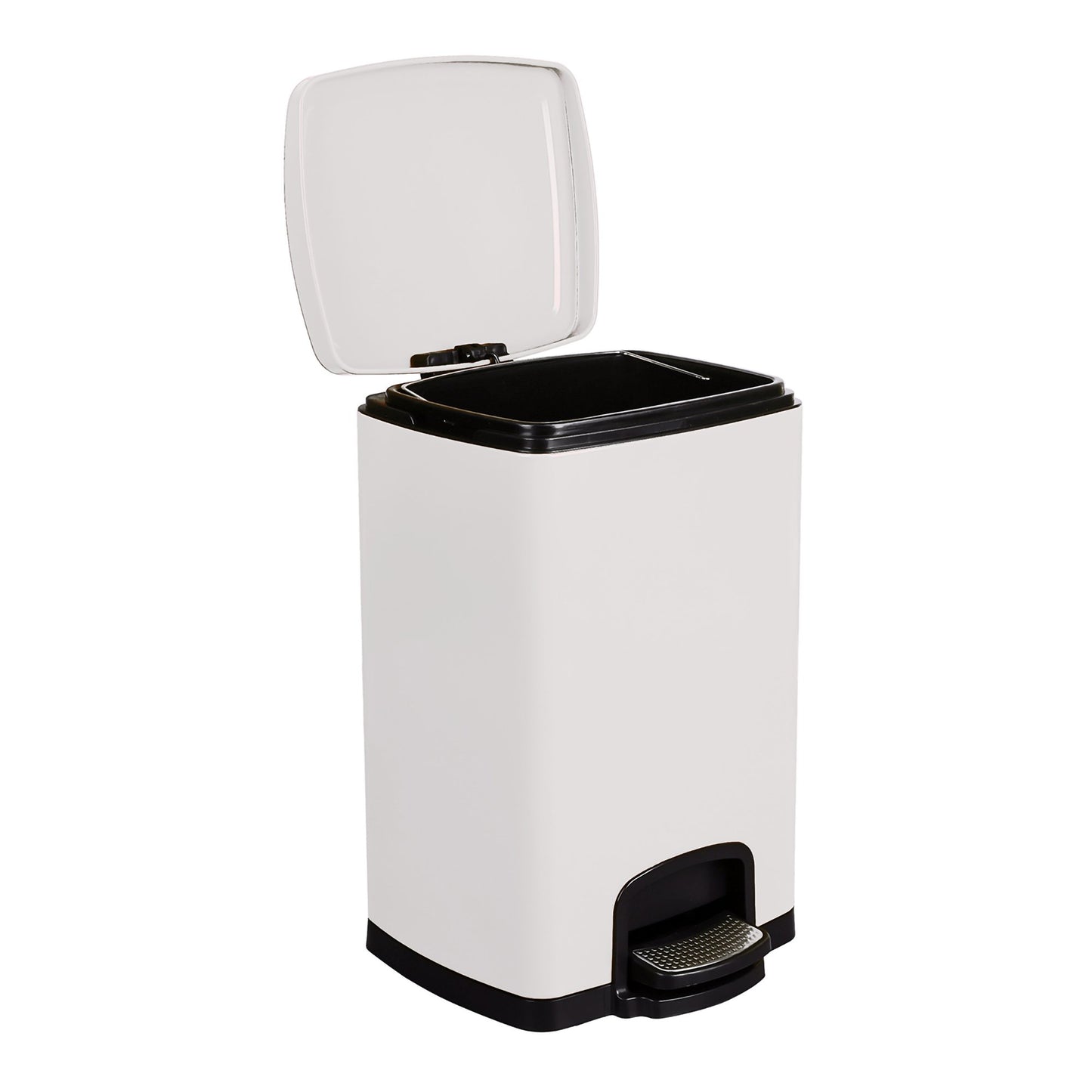 WASTECAN, STEP-ON SQ METAL WHT20QT