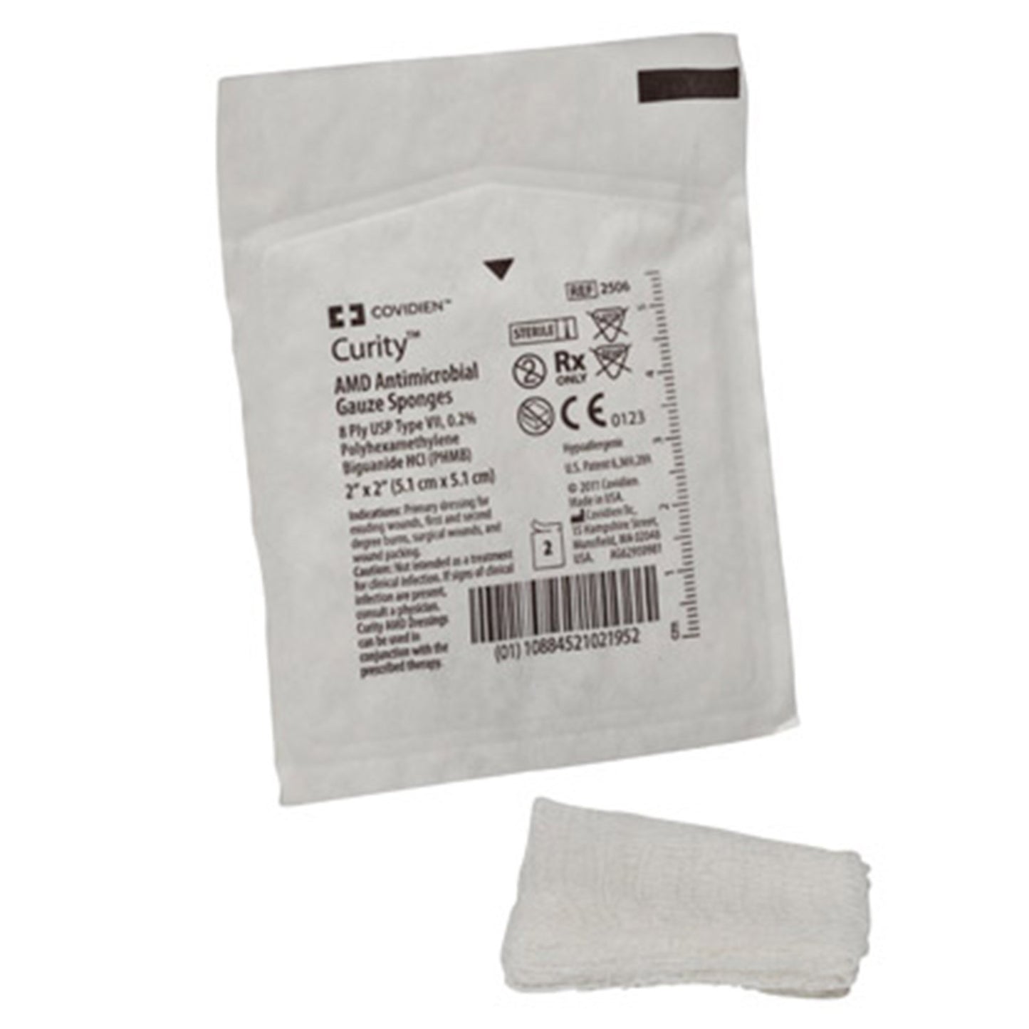 SPONGE, GAUZE 8PLY STR 2"X2" (2/PK 50PK/BX 30BX/CS)