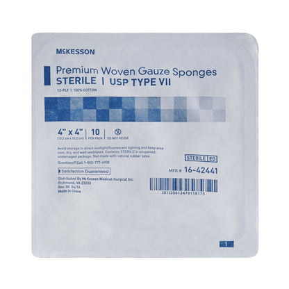 SPONGE, GAUZE TYPE-VII 12PLY STR 4"X4" (10/TR 128TR/CS)