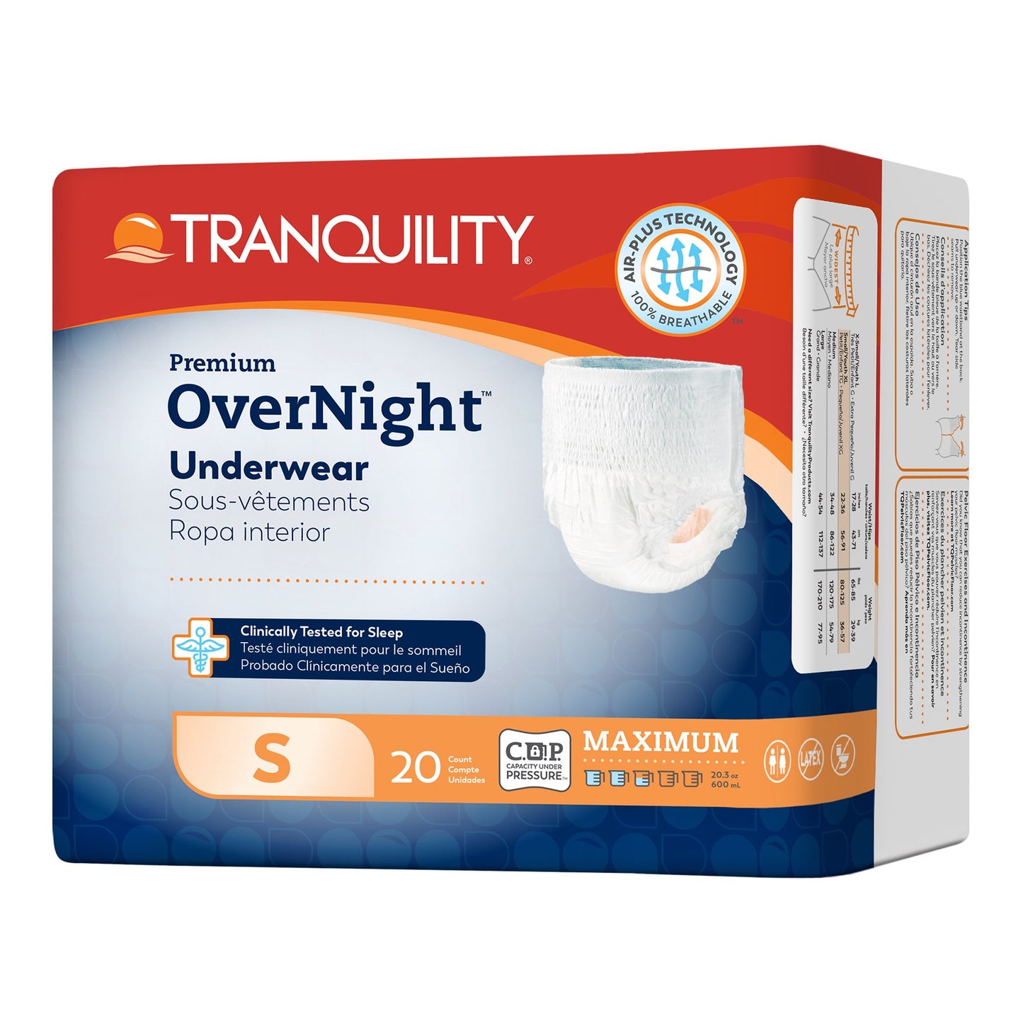 UNDERWEAR, TRANQUILITY OVERNT SM 22"-36" (20/BG 4BG/CS)