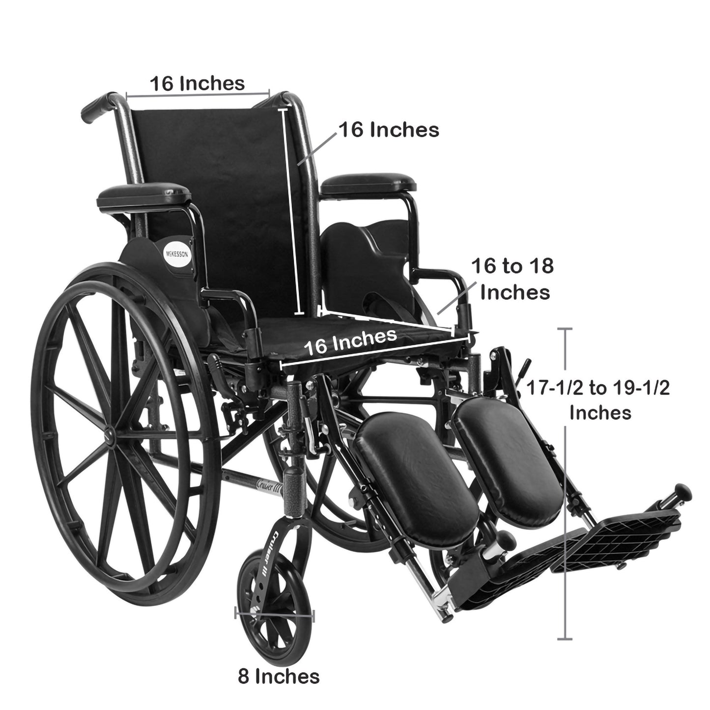 WHEELCHAIR, LTWT DDA ELR 16" 300LBS