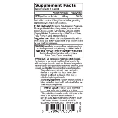 FERROUS SULFATE, 5G 325MG (100/BT 12BT/CS)