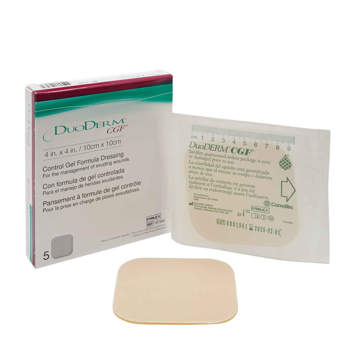 DRESSING, DUODERM CGF STR 4"X4" (5/BX 20BX/CS)