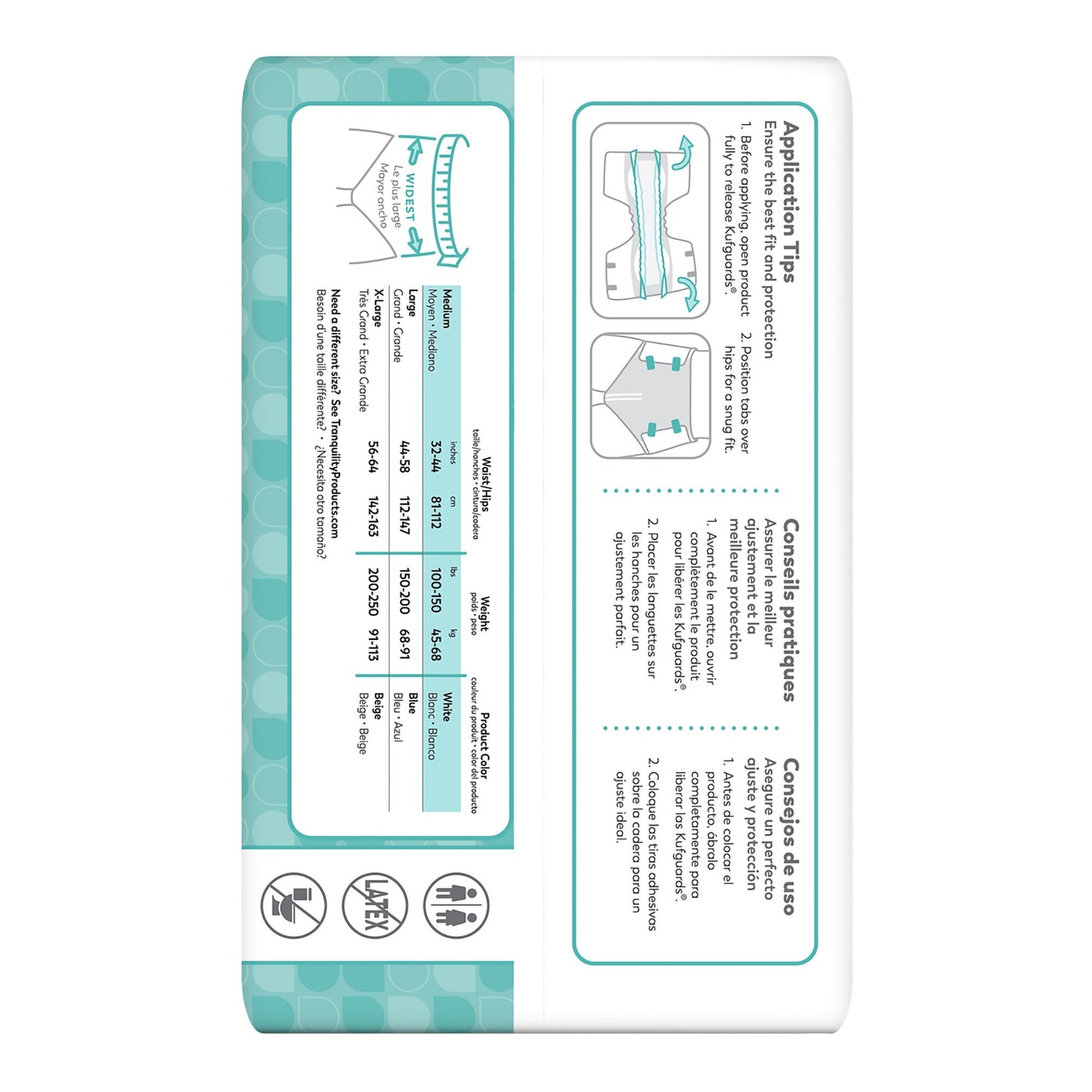 BRIEF, INCONT TRANQ ESSENT BRTHABL WHT MED (25/BG 4BG/CS)