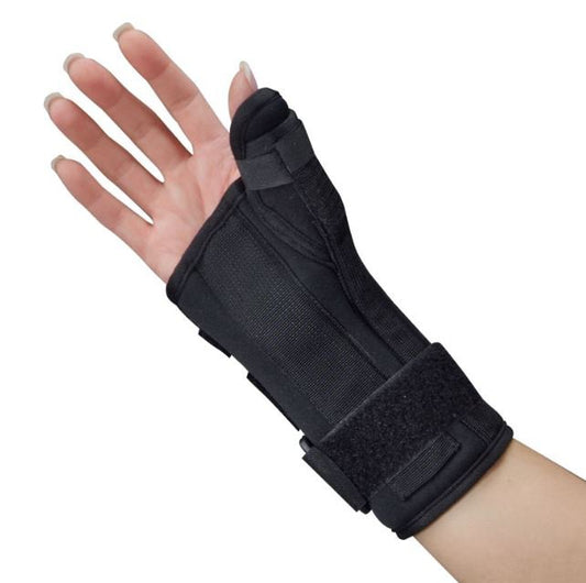 WRIST/THUMB SPLINT, FOAM REMVBL/ADJ PALMAR STAY BLK RT XLG
