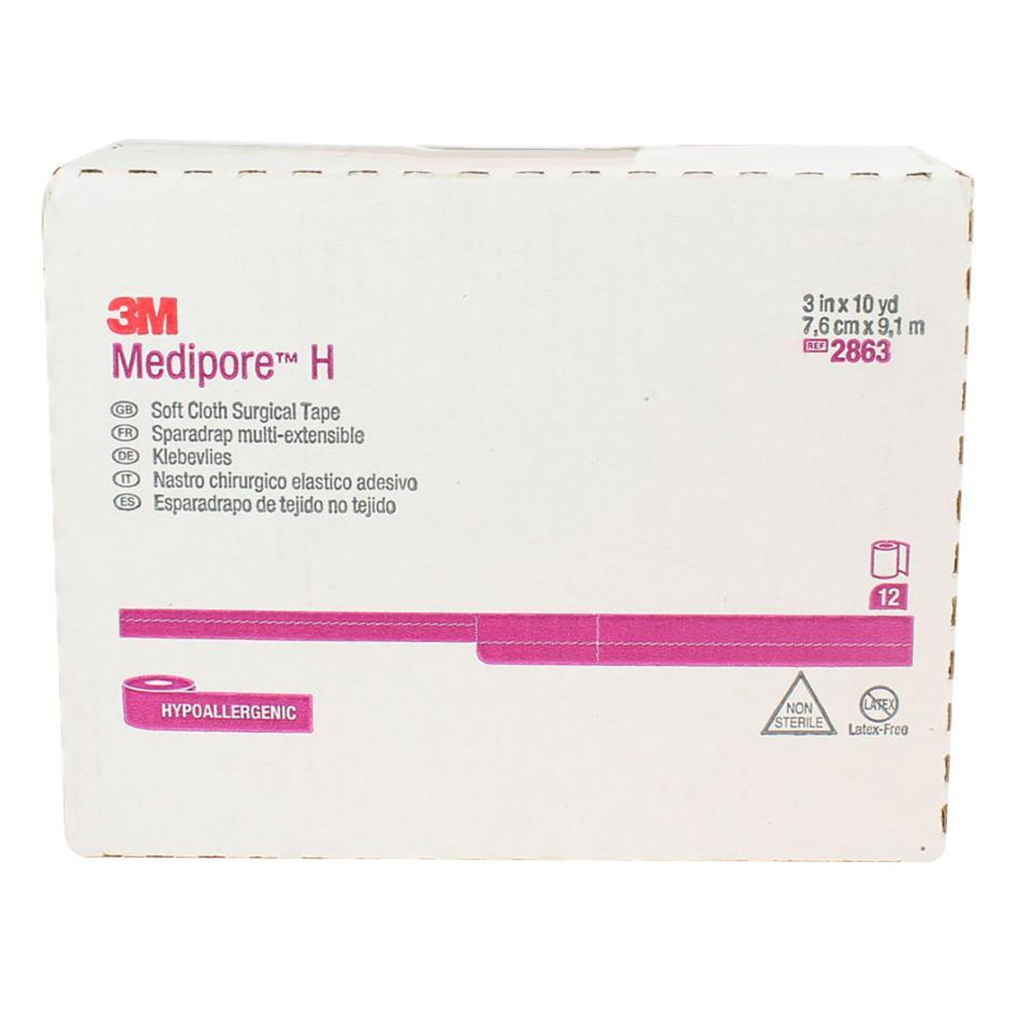 TAPE, MEDIPORE SFT CLTH 3"X10"(12RL/CS) 3M