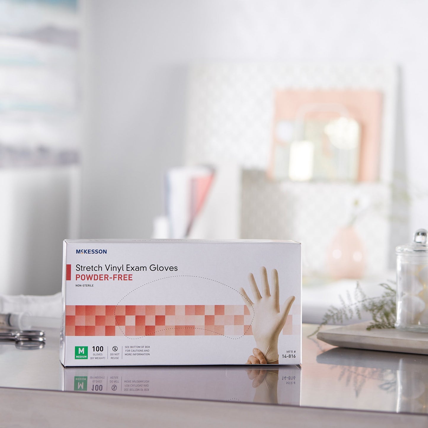 GLOVE, EXAM VNYLSTRCH MED N/S (100/BX 10BX/CS)