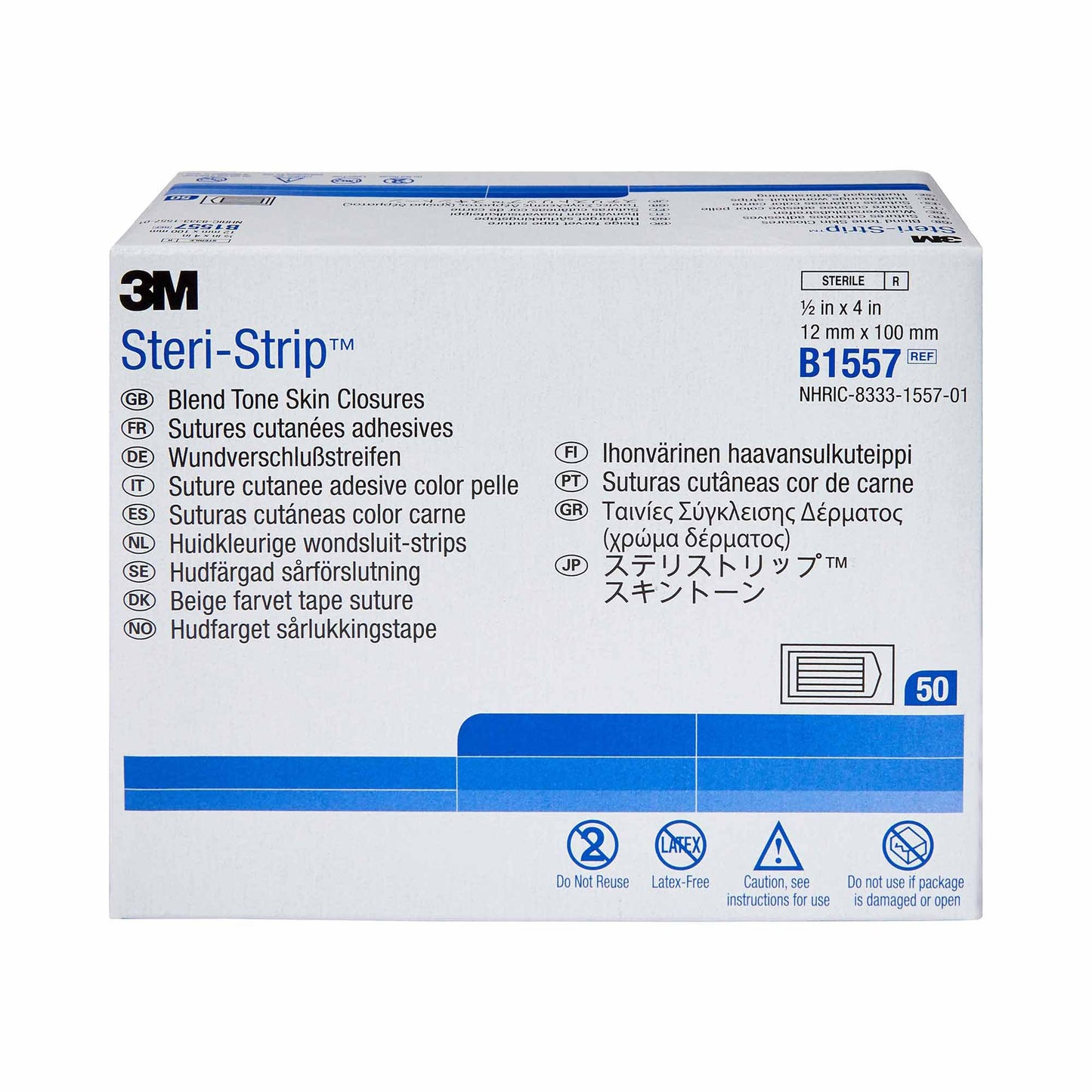 CLOSURE, STERI-STRIP SKIN TONE1/2"X4" (50/BX 4BX/CS) 3M