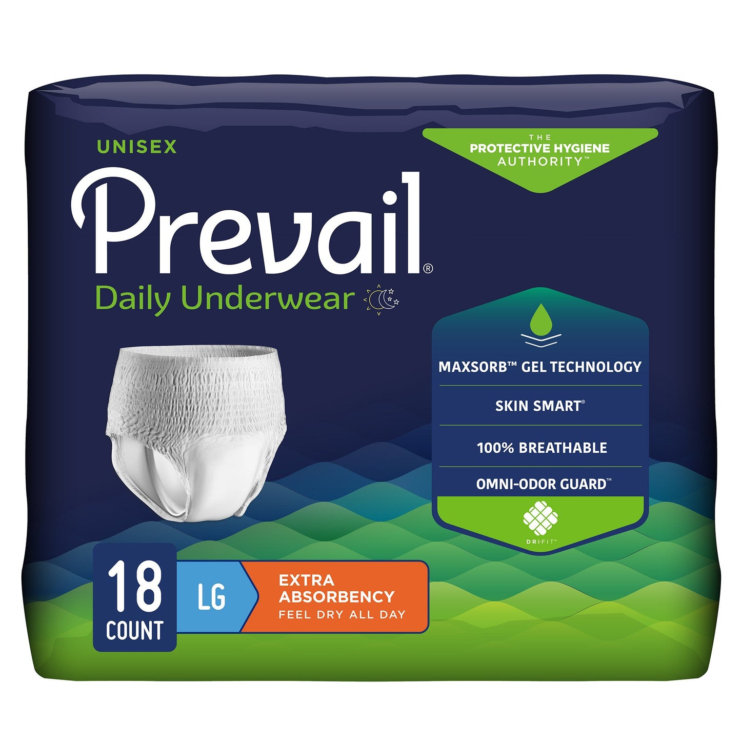 UNDERWEAR, PULL-ON PREVAIL LG (18/PK 4PK/CS)