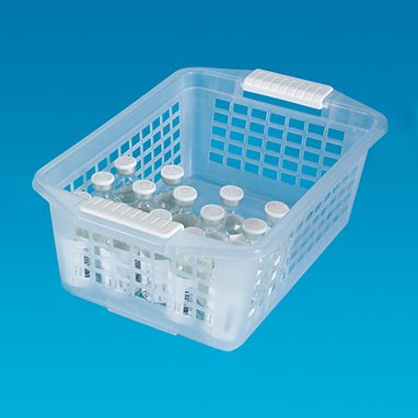 BASKET MESH PLAS CLEAR MED 12.25"X8"X4.5" FLIP&STACK