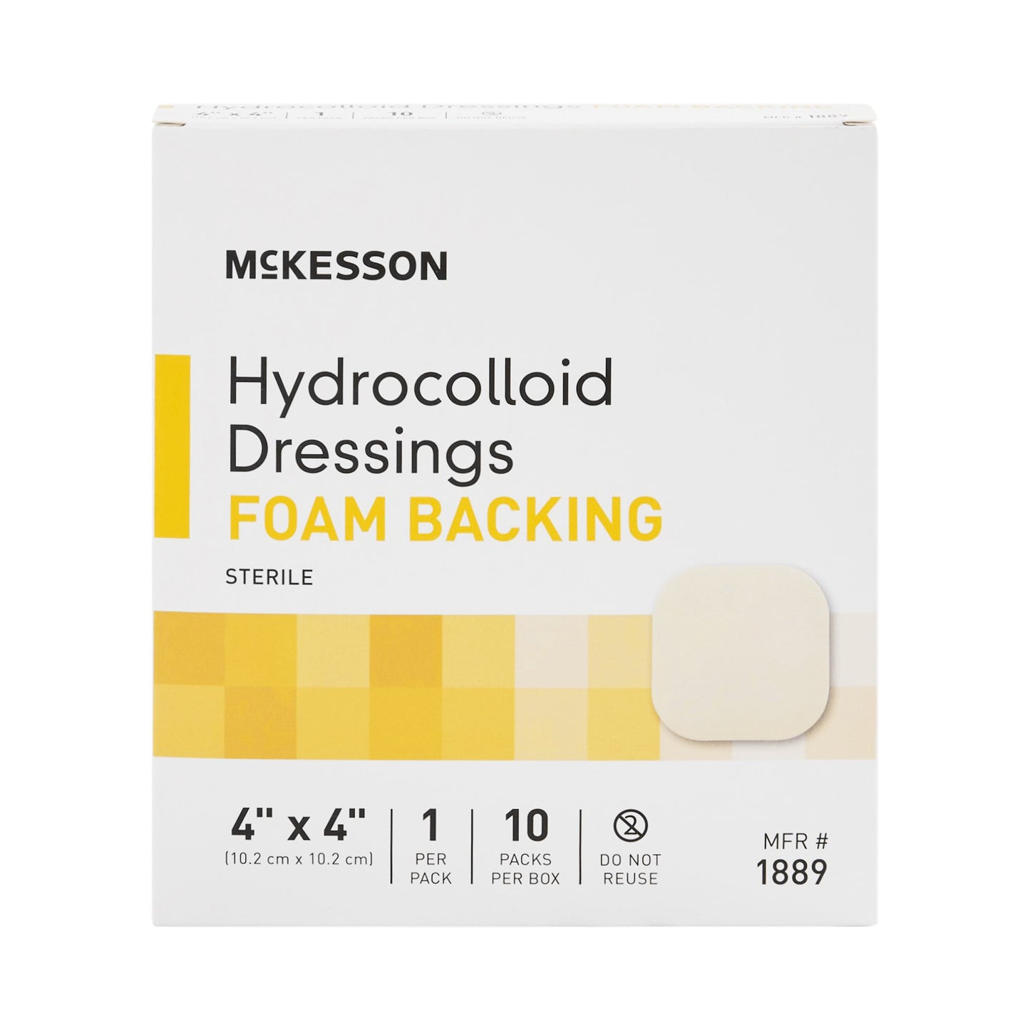 DRESSING, HYDROCOLLOID FOAM-BCK STR 4X4"(10/BX 10B