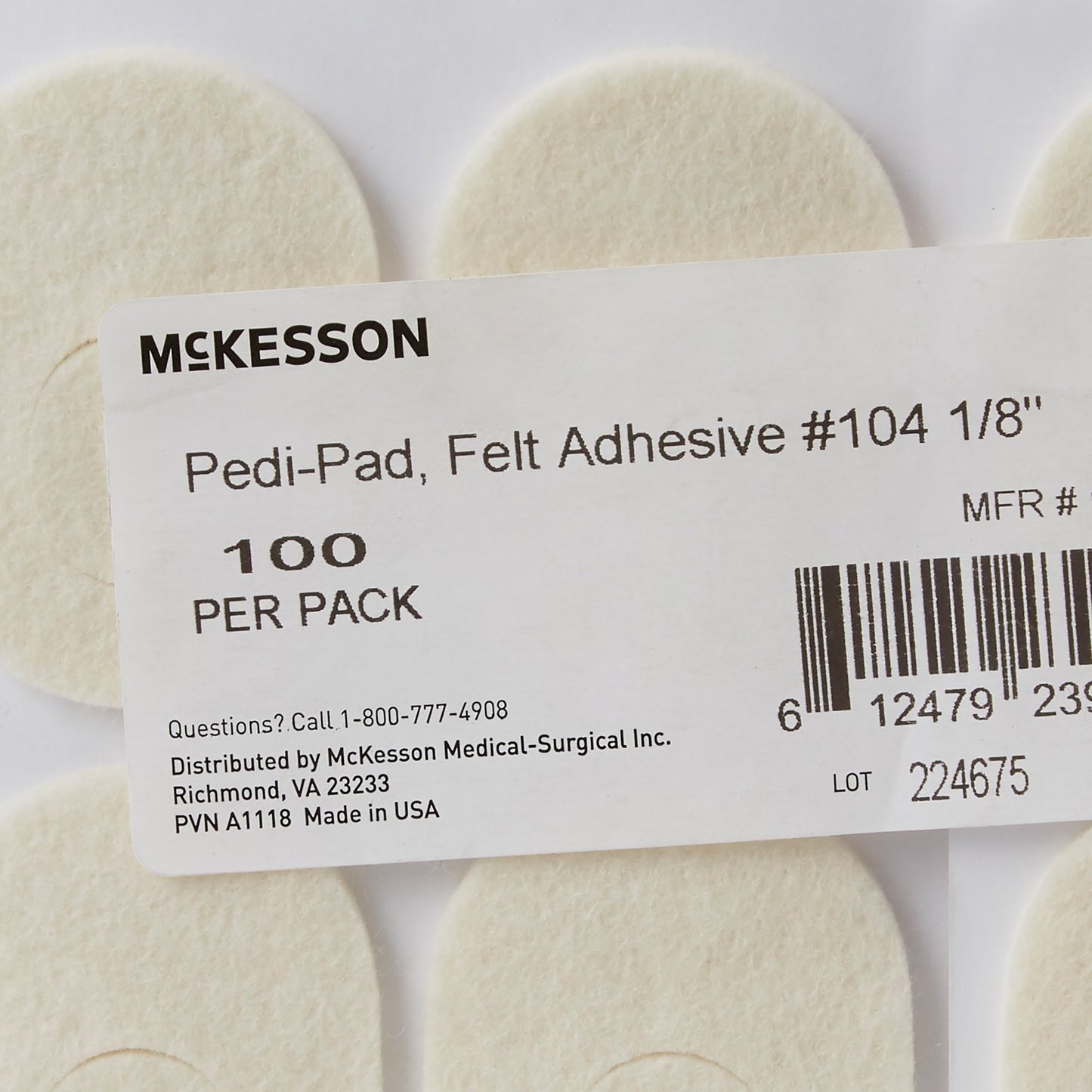 PEDI-PAD, FELT ADH #104-1/8" (/8" (100/PK 40PK/CS)