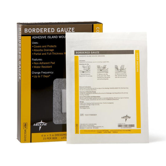 DRESSING, ADH W/BORDER GAUZE/PAD 4"X5" (15/BX 10BX/CS)