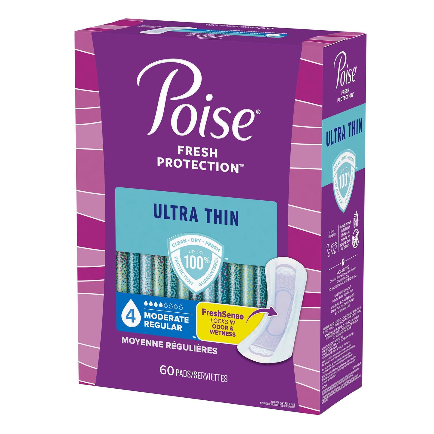 PAD, POISE ULTRA THIN MODERATEABSRB REG (60/PK 3PK/CS)