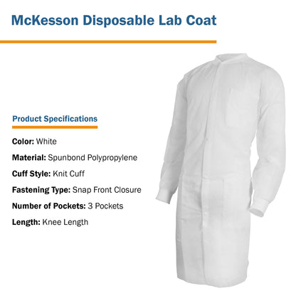 COAT, LAB KNITCUFF LF WHT SM/MED (10/BG 3BG/CS)