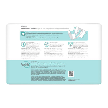 BRIEF, INCONT TRANQ ESSENT BRTHABL WHT MED (25/BG 4BG/CS)