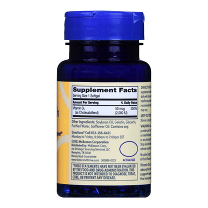VITAMIN D3, TAB SGEL FT SM 50MCG2000IU (100/BT)