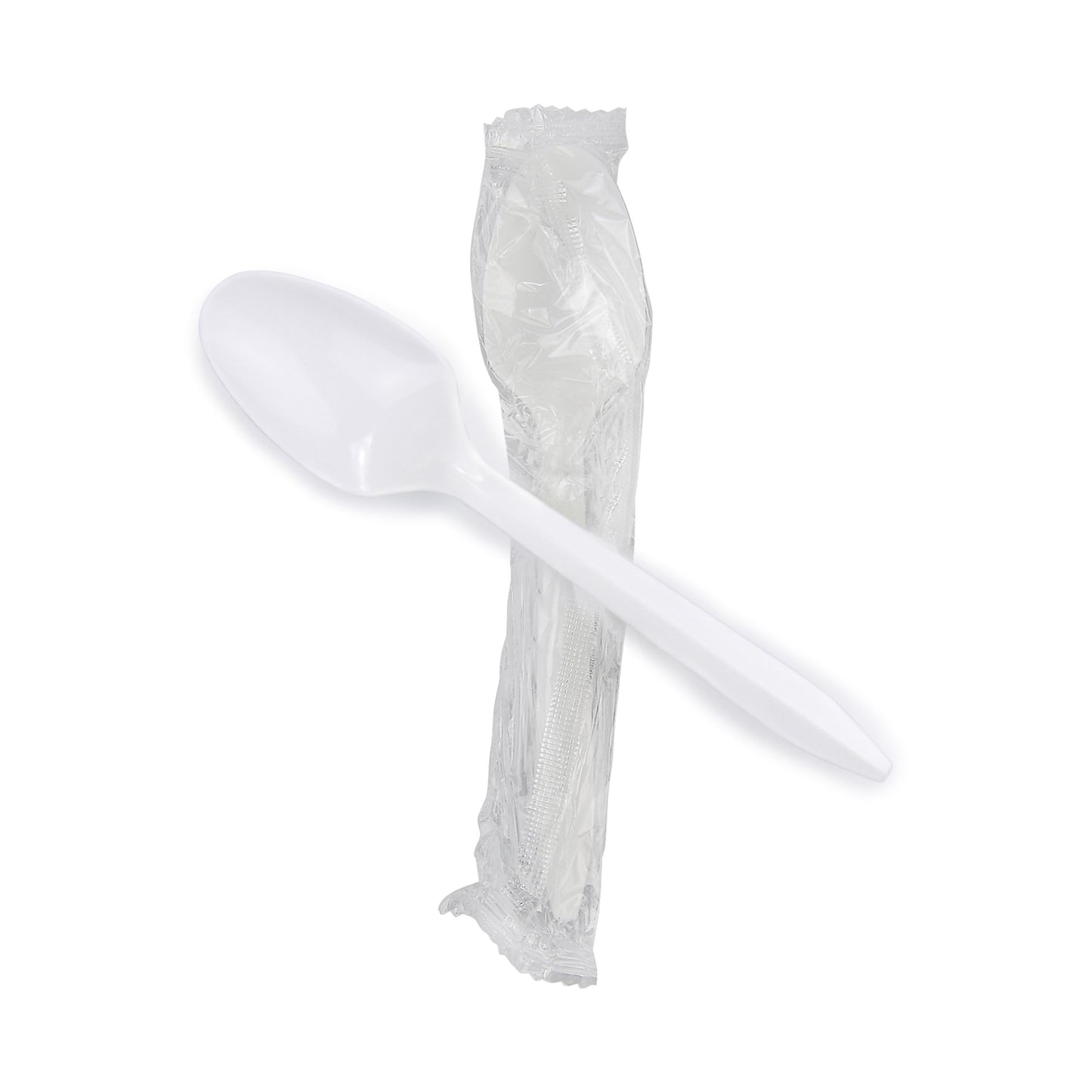 TEASPOON, PLAS INDIV WRAP WHT 5.5" (1000/CS)