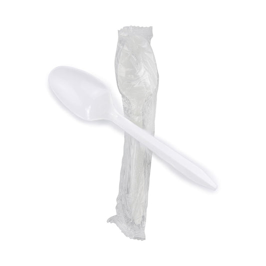 TEASPOON, PLAS INDIV WRAP WHT 5.5" (1000/CS)