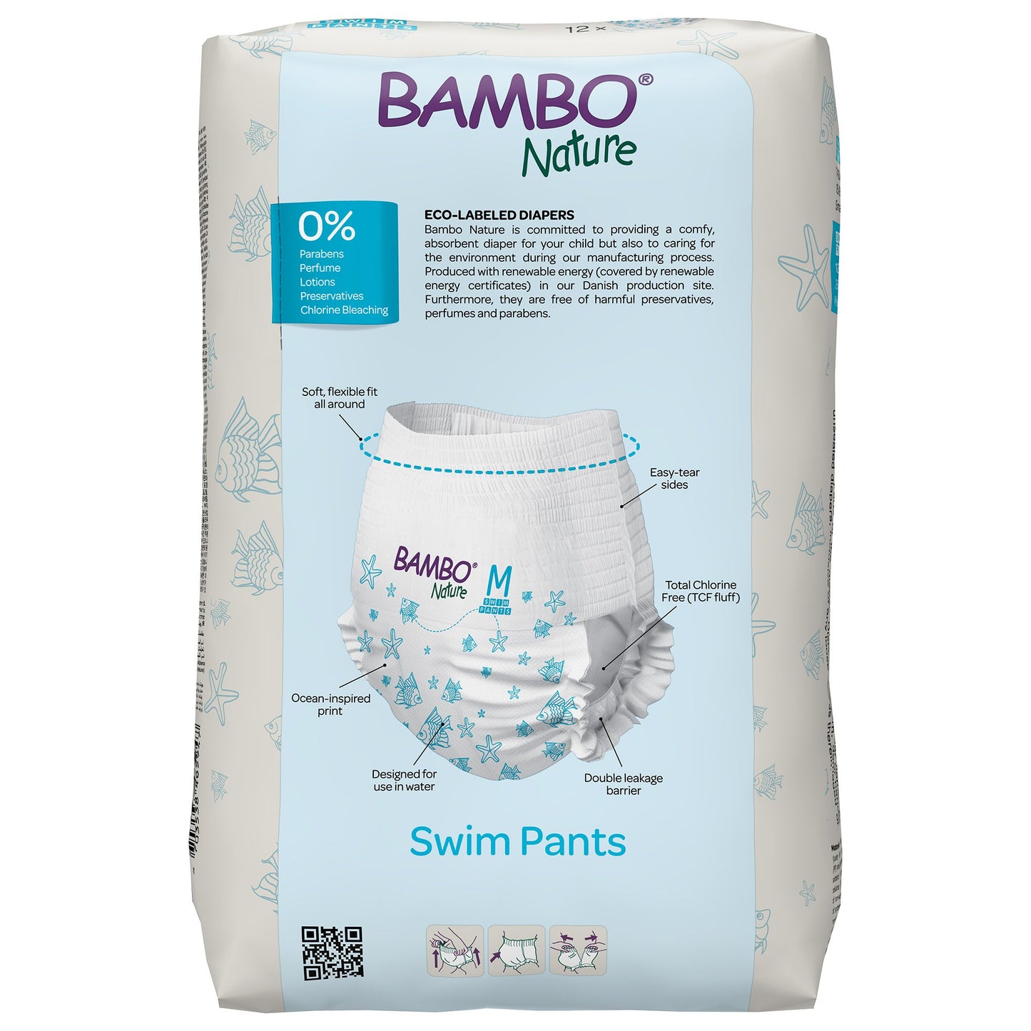 PANT, SWIM BAMBO NATURE DISP PED MED 26+LB (12/PK 10PK/CS)