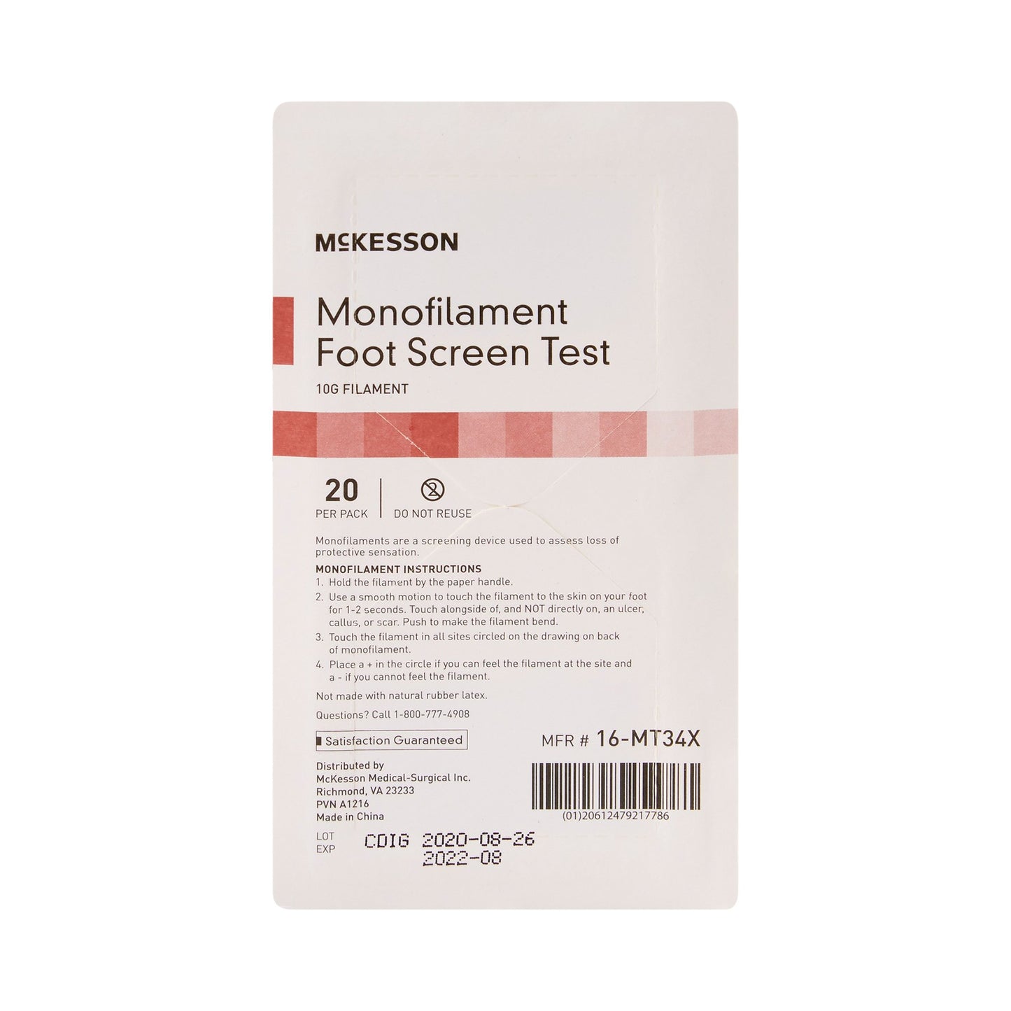 MONOFILAMENT TEST, SENSORY W/ HNDL F/FOOT 10GM20/PK 24PK/CS)