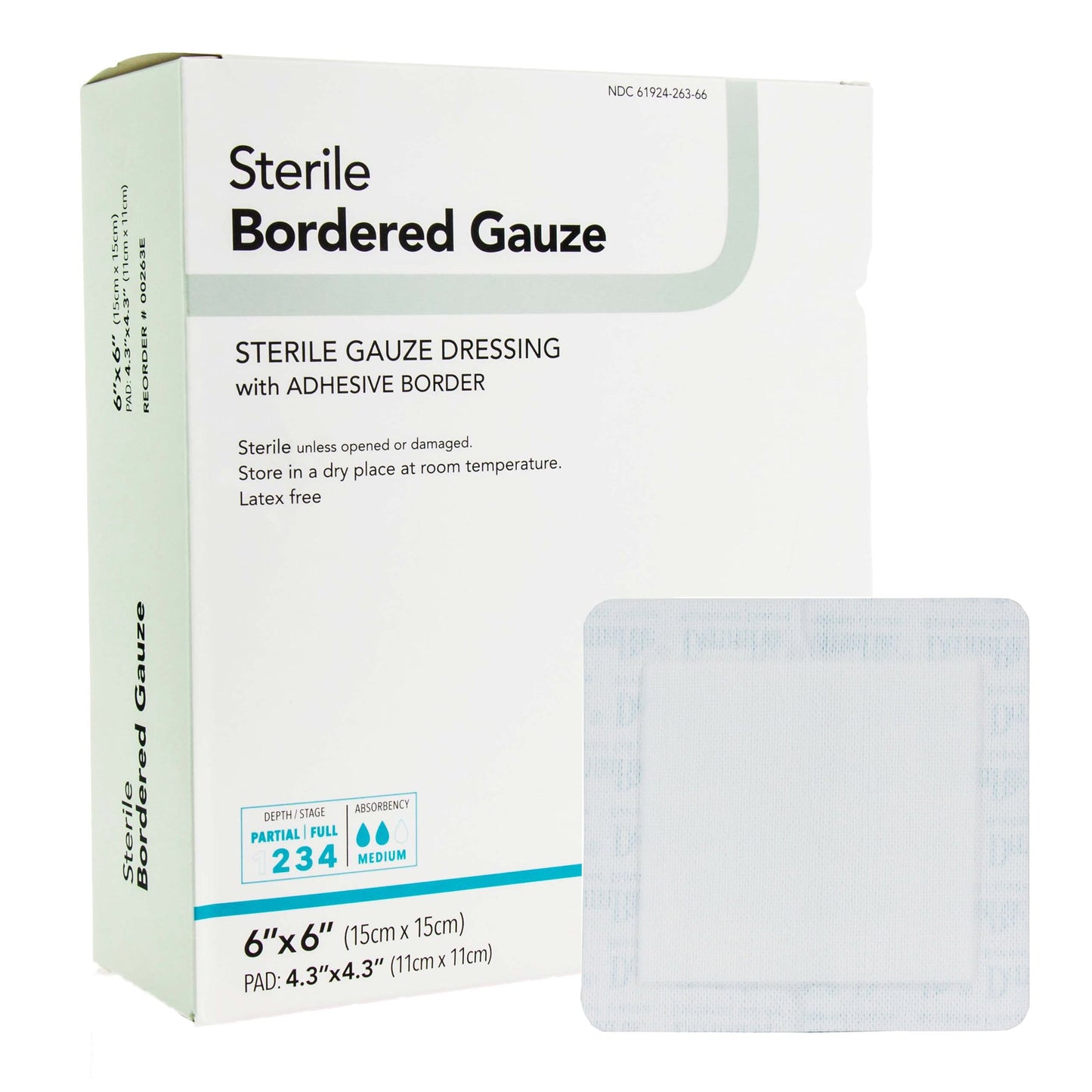 GAUZE, BORDERED STR 6"X6" (25/BX)