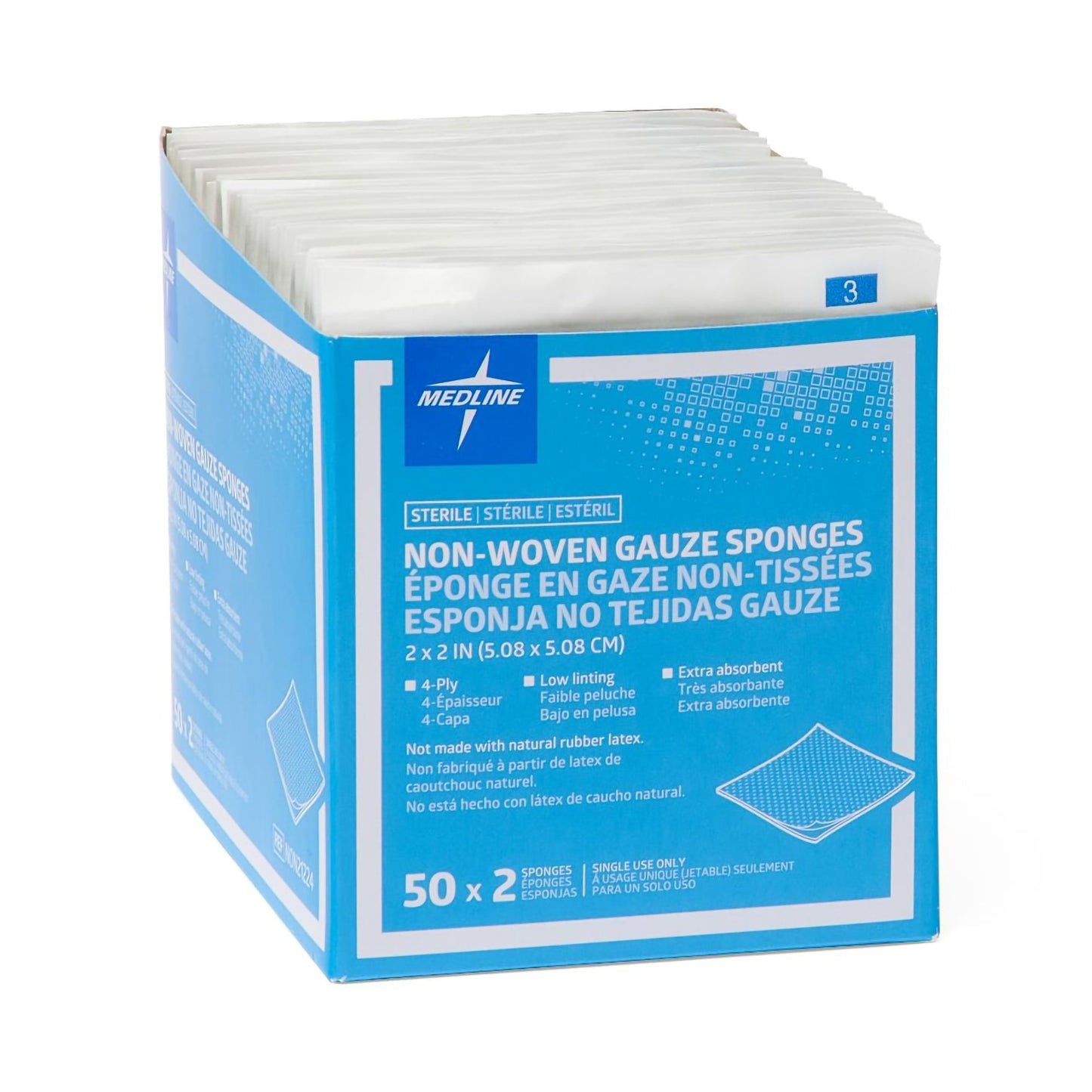 SPONGE, GAUZE 4PLY 2"X2" (2/PK50PK/BX)