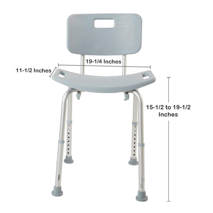 BENCH, BATH W/BACK ALUM FRAME 300LBS