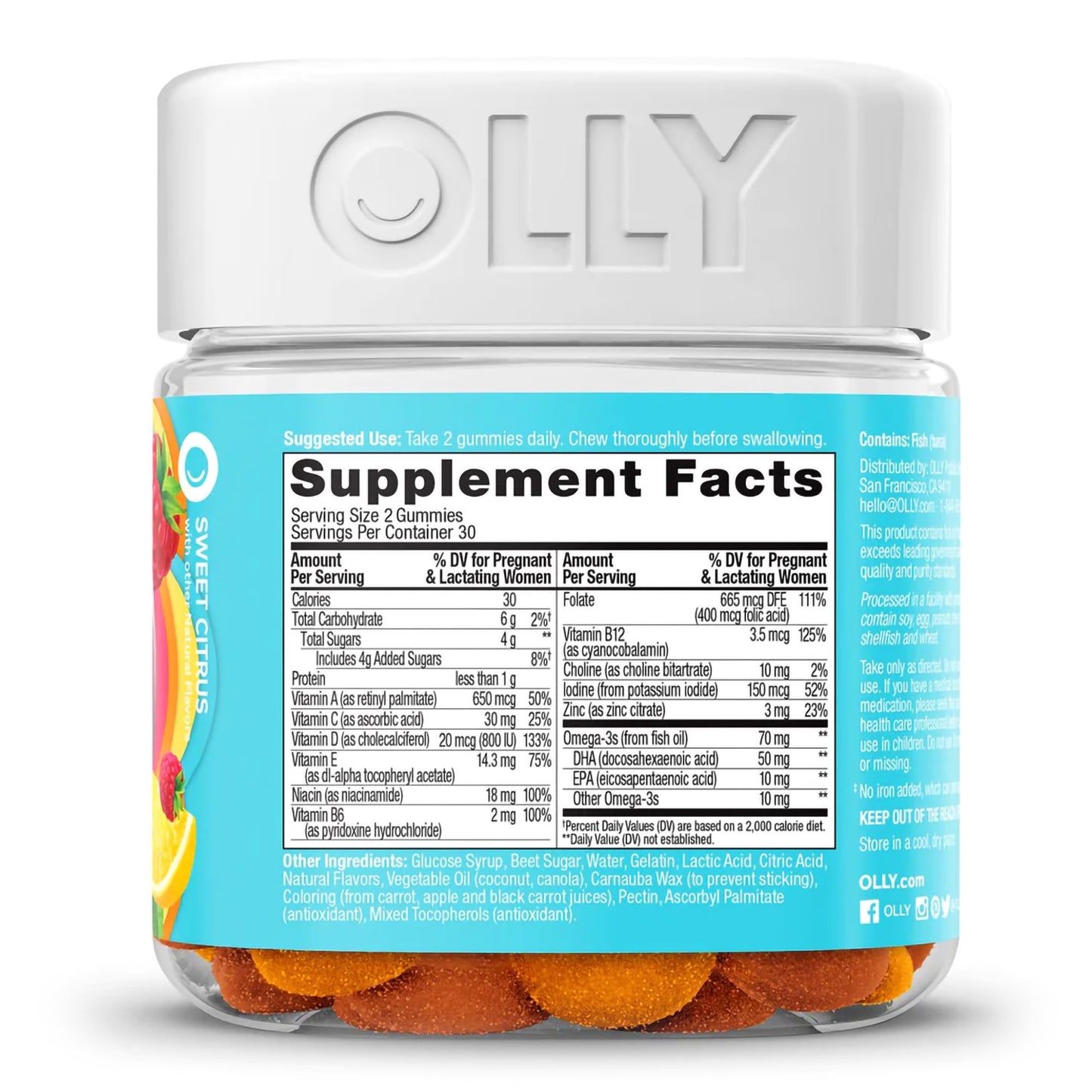 OLLY, GUMMY PRENATAL FOLIC ACID+DHA CIT (60/BT)