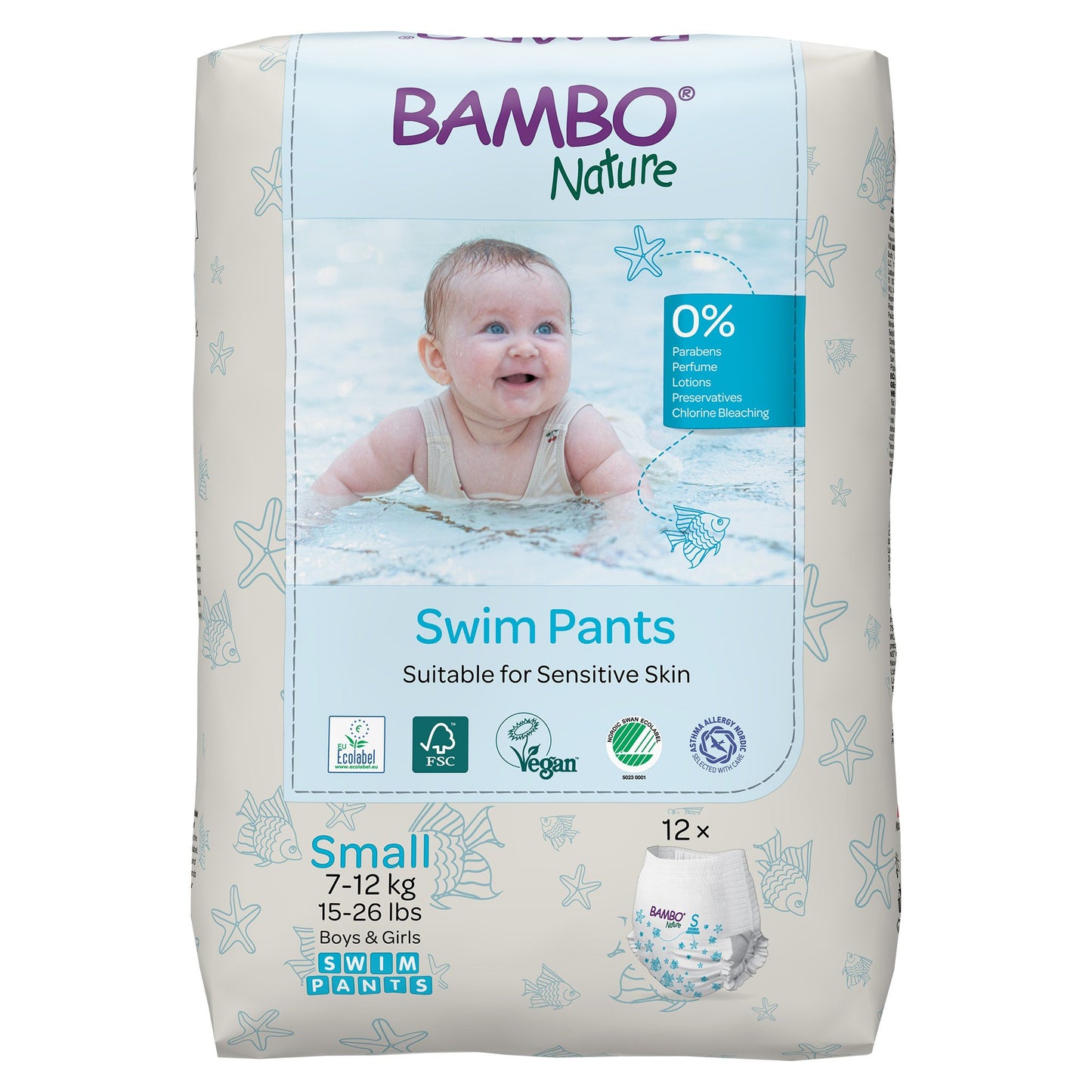 PANT, SWIM BAMBO NATURE DISP PED SM 15-26LB (12/PK 10PK/CS)