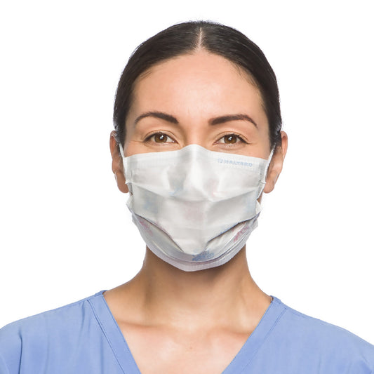 <ul><li>The pleated style of the Halyard procedure mask provides size