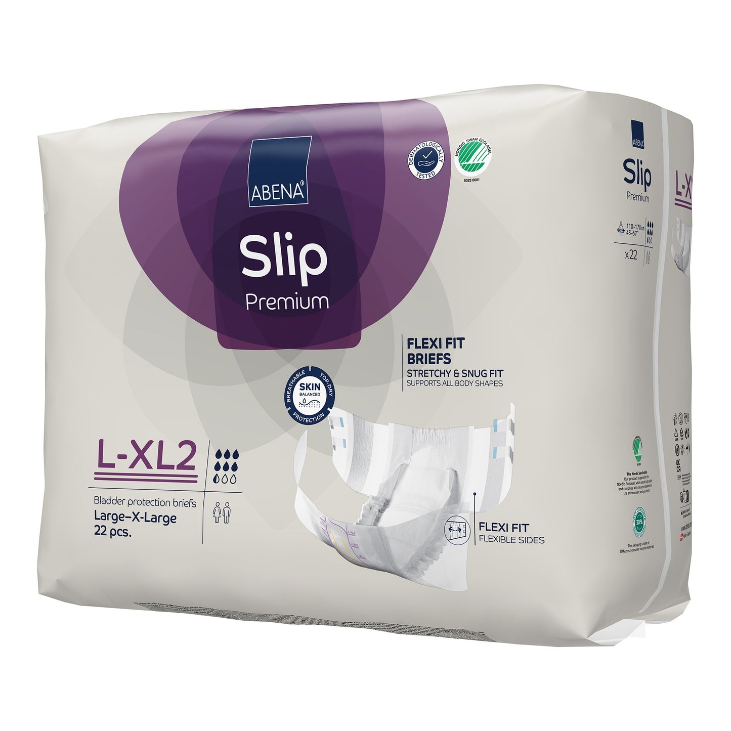 BRIEF, INCONT SLIP FLEX FIT PREM L2-XL2 LG/XLG (22/PK 4PK/CS