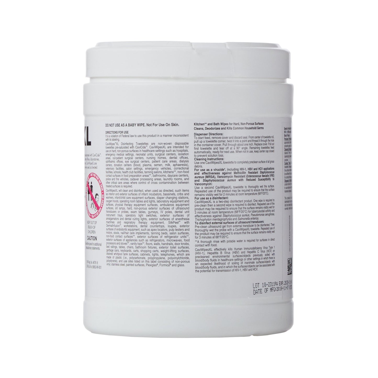 WIPE, DISINFECTANT CAVIWIPES XLG 10"X12" (66/CN 12