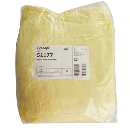 GOWN, ISOLATION AAMI LVL2 FULLCOVERAGE YLW (10/BG 10BG/CS)